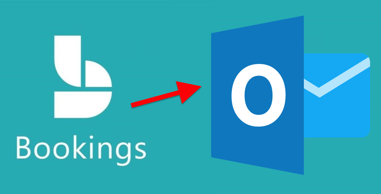 Bookings logo pointing to Outlook logo